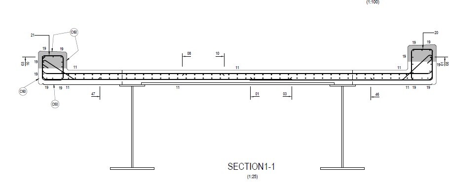 Structural beams are most often I-sections, with the vertical part of the ‘I’ (the web) giving the strength. The top and bottom horizontal parts are called the flange. Steel is again restricted by length for road transport but can be spliced or welded into longer sections.