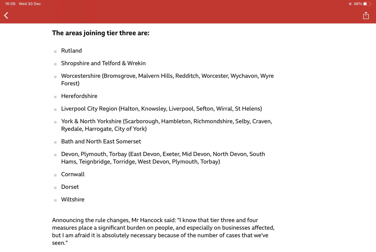 As Cornwall moves first from tier 1 to tier 2 and now tier 3 from 31 Dec, only the Isles of Scilly remain at tier 1. There are no areas left in tier 2. We’ve booked a week in the Scillies in April to celebrate our ruby wedding anniversary. Hope we’re allowed to go!