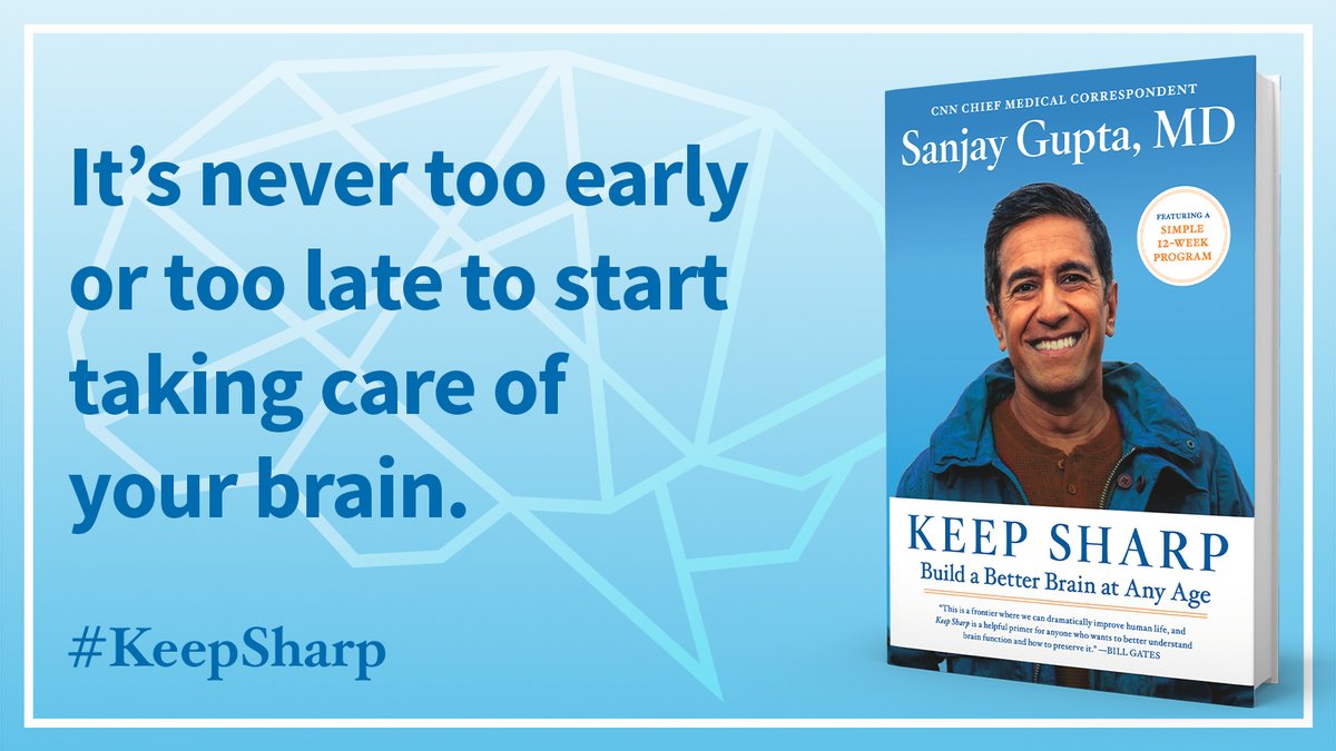 drsanjaygupta's tweet image. With Alzheimer&apos;s, brain changes occur decades before symptoms. It is called the &quot;pre-clinical&quot; time and represents an incredible opportunity. Through lifestyle changes alone, you can still avoid cognitive decline and even make your brain sharper. #KeepSharp #brain