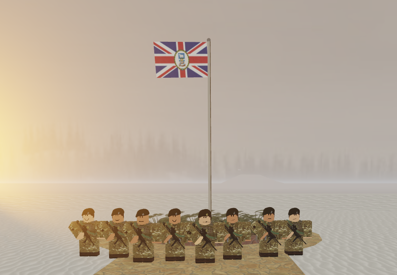 RiflesRbx's tweet photo. Today the regiment was deployed to Port Stanley in the Falklands. Where they quickly dispatched numerous insurgents with the help of @16AABrblx and @RAFRoblox. https://t.co/HH01eLgrbz