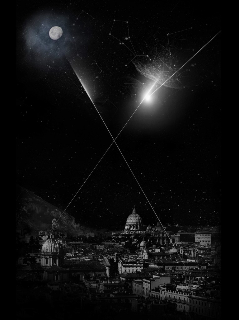ego_virgo's tweet photo. Three lasers pointing to the sky of Rome, accompanied by a  multisensory cosmic concert of sounds, vibrations, gravitational waves...An art and science event by @tomassaraceno on New Year's Eve with cosmic sonorizations and scientific insights by EGO_Virgo https://t.co/ObWuG6Ew4w https://t.co/o1yA6ySLvX
