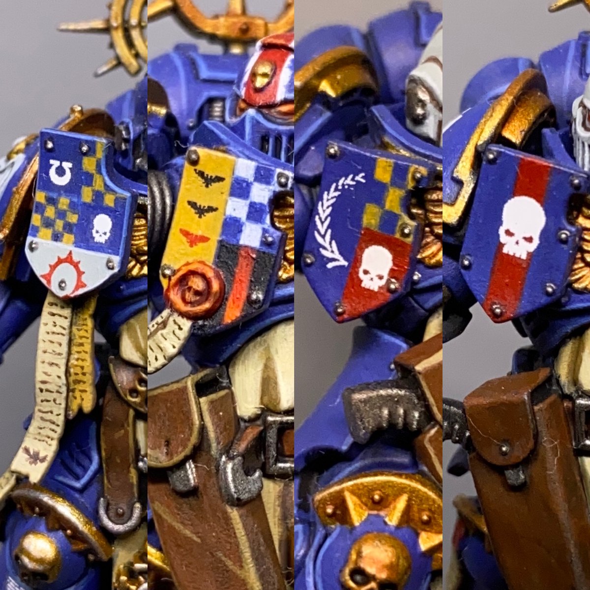 (1/3)One of the problems of painting Blade guards badge is to come up with a good design for your chapter. Although Ultramarine has many good examples on box art, other chapters only have a few. I make a design sheet for you to make your own blade guards badges much easier: