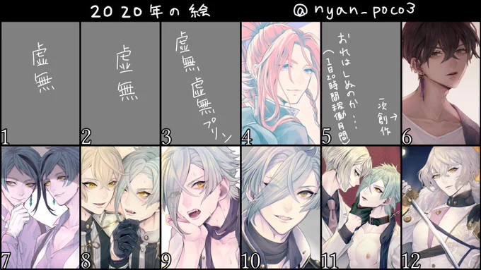 #2020年の絵を振り返る 

今年いっぱい描いたつもりでいたけど前半死んでたのを思い出しました。去年、一昨年ほとんど死んでた気がする 