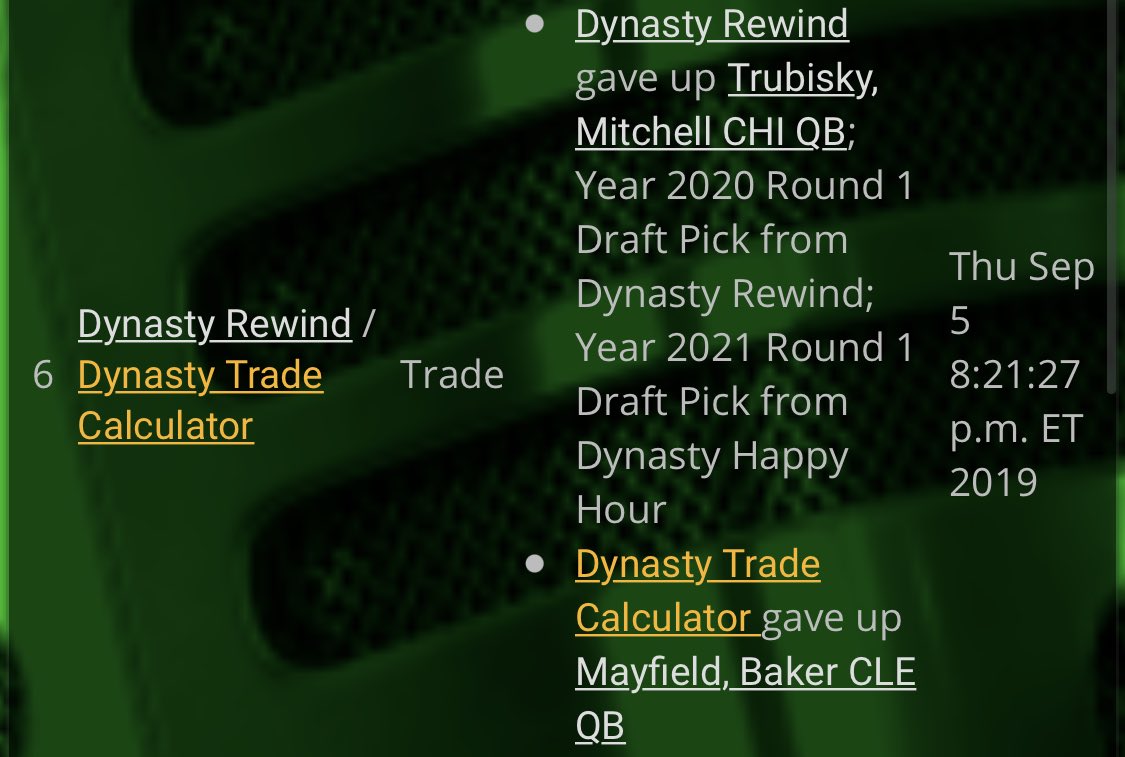 Here comes the fun. I was really low on Baker. I had to move him before he took a snap in 2019. My focus was picks. Only thing that guarantees me equity retention. I got that 2020 1st I needed (more on that later). I bought low on Mitch in the process and got a 2021 1st to boot.