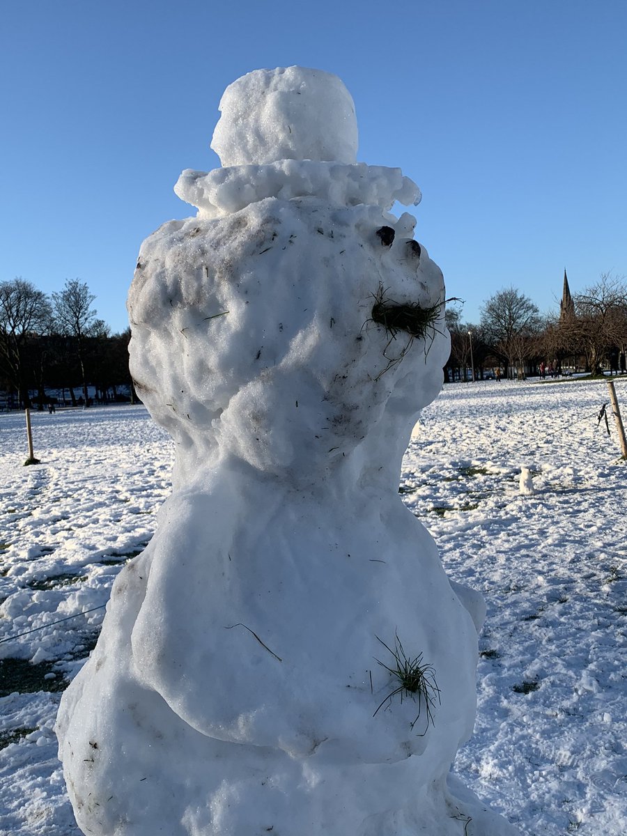 Snow-hatted snowpeople