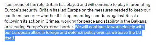 Or this bit on the importance of future cooperation on external security, Forget about it in Boris' deal.