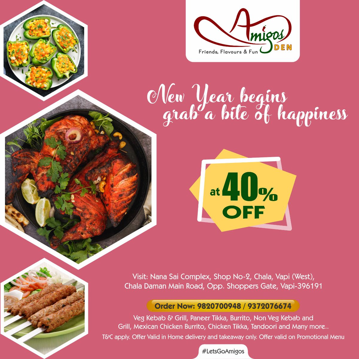 Amigos_Den's tweet photo. Another reason to celebrate the beginning of 2021! Amigos is offering 40% discount on food. Visit our place or order online! #LetsGoAmigos https://t.co/pTeGR2YPlN