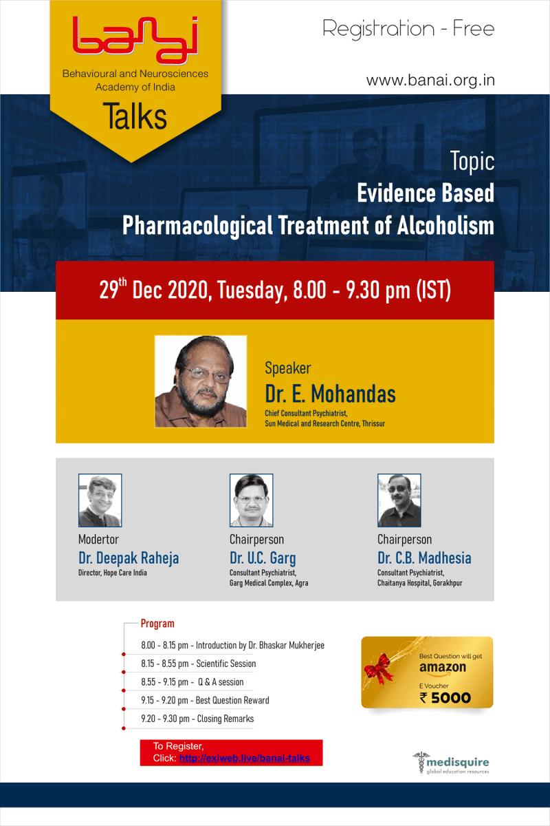 Hear it from Dr Deepak Raheja on "Treatment of Alcoholism" and understand how we can indulge with our near and dear ones and convince them to seek help during their tough times.
Join us today through the link below at 8 pm Onwards.