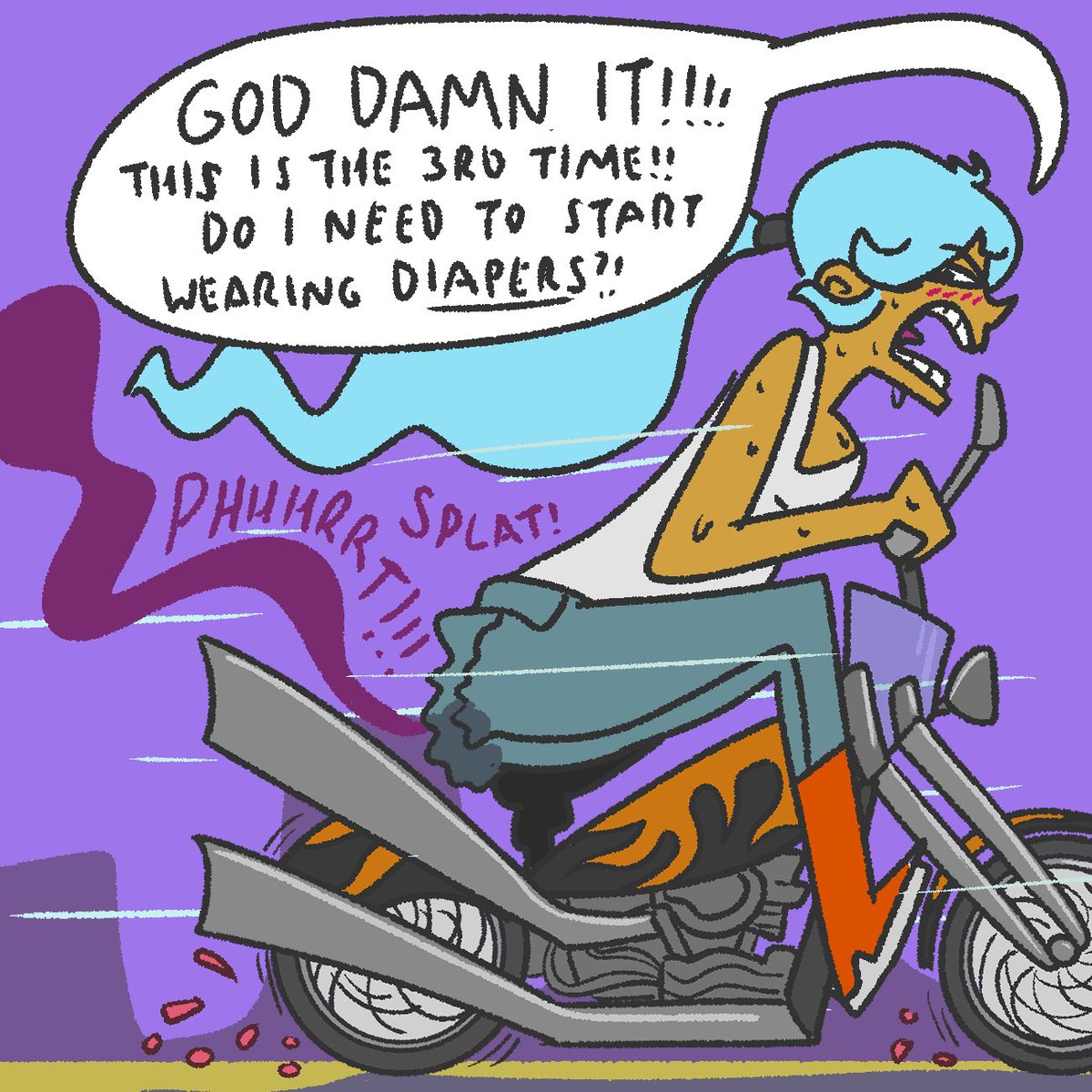 While riding a motercycle, Kaylee desperately needs to clear her exhaust pi...