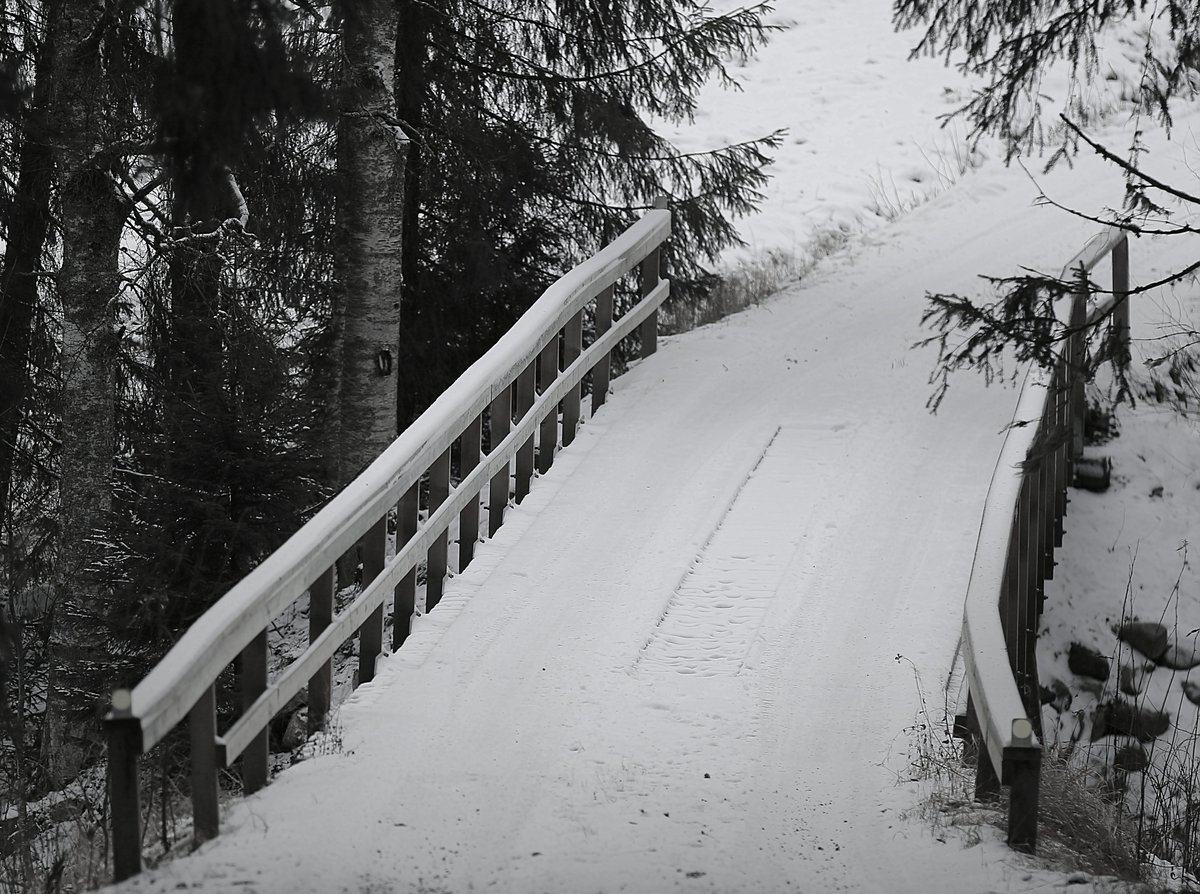 reccu93's tweet photo. Puusilta #greystyle #bridge #woodbridge #snow https://t.co/Q1aIPL1Vb6