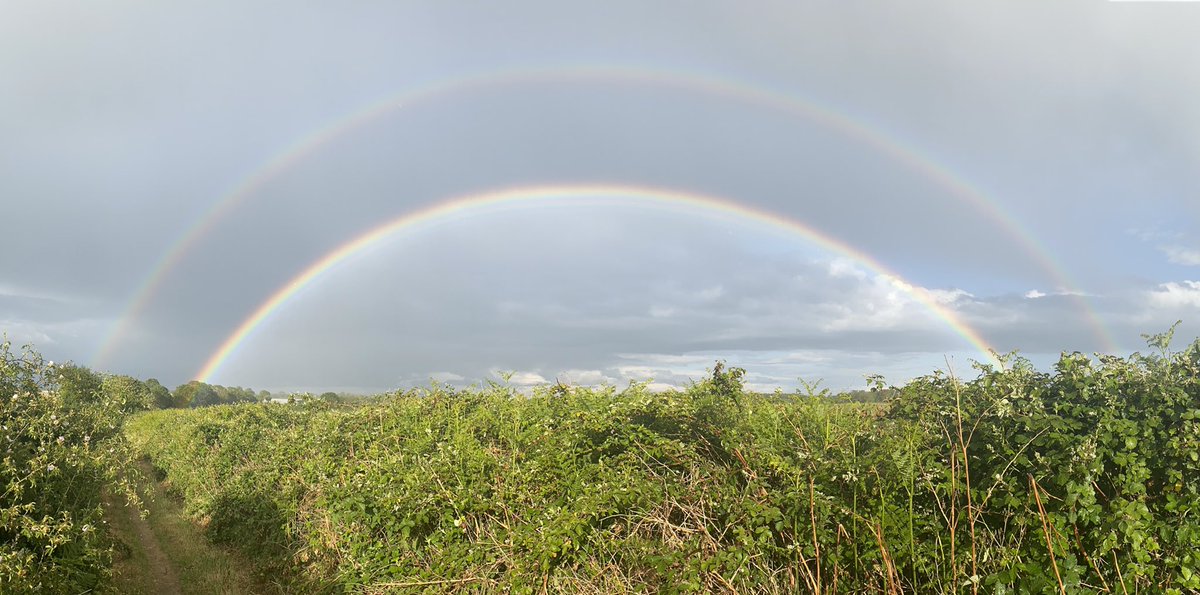 A complete double rainbow over farmland near Snape, in June. 7/