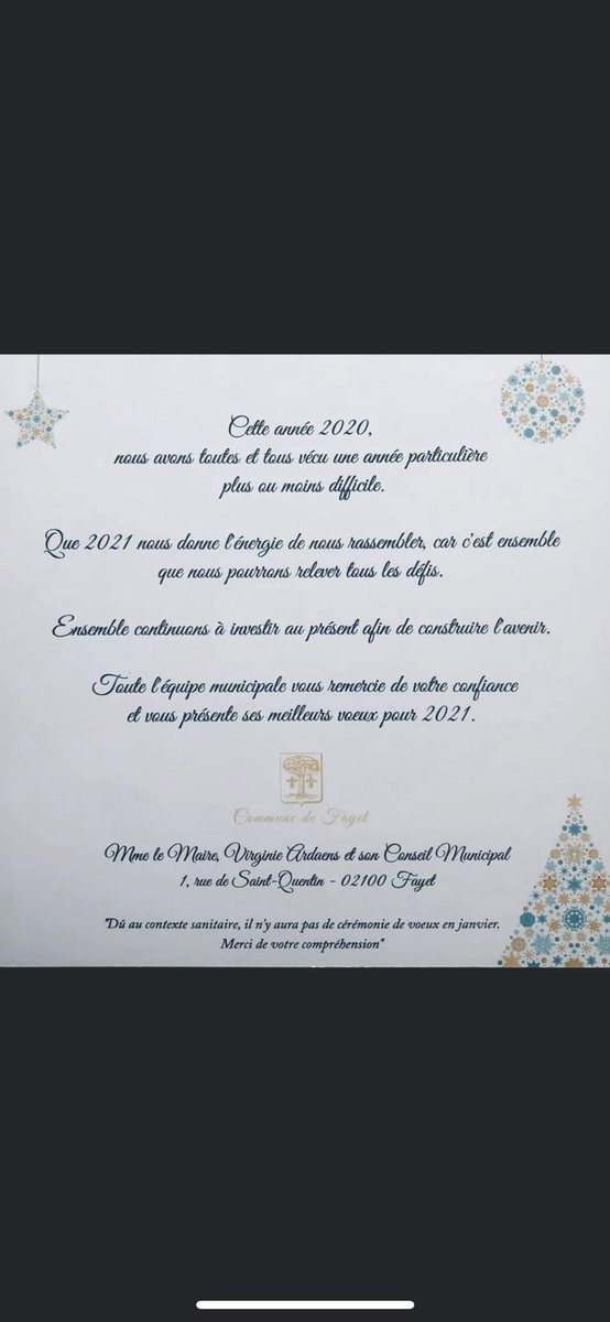 Toute l’équipe municipale ainsi que les agents communaux vous présentent leurs meilleurs vœux pour l’année 2021...que celle-ci soit plus sereine que la précédente ! 🙏🏼