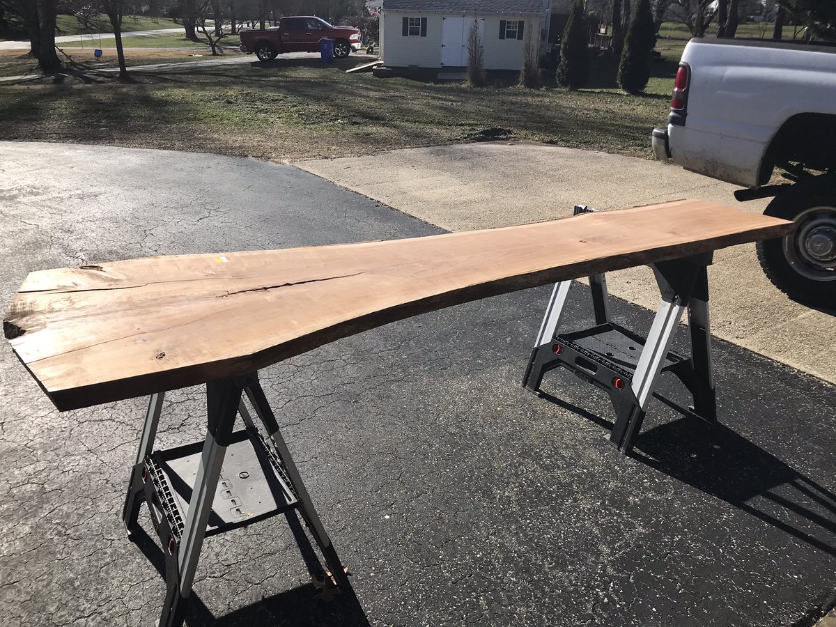 JscWoodworking's tweet photo. This gorgeous cherry is going to be a live-edge desk with @eco_poxy turquoise in the crotch and knots. Going to apply a bar top finish. https://t.co/imZmS6Vnv8