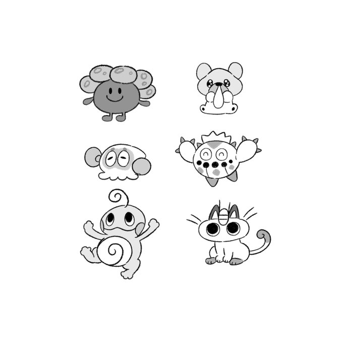 monochrome greyscale pokemon (creature) no humans white background simple background closed eyes  illustration images