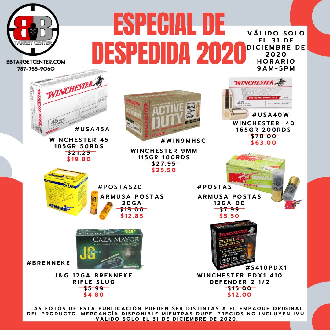 bbtargetcenter's tweet photo. ESPECIAL DE DESPEDIDA DE AÑOS 

SOLO MAÑANA 31 DE DICIEMBRE DE 2020.

Horario especial 9:00am - 5:00pm https://t.co/ELjY98A1PU