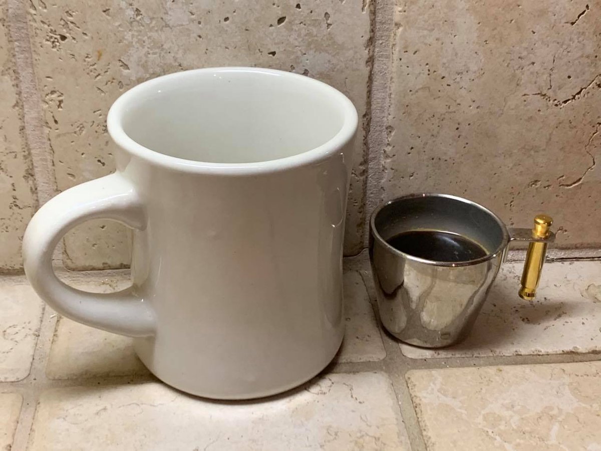 18) Meditating on Trump's 19 Steps To Victory demanded espresso. I took the first shot so you could enjoy it with me, but then realized you wouldn't know it's just one sip's worth, so the second is to give you a sense of scale. I do love Diner Coffee Cups, don't you?