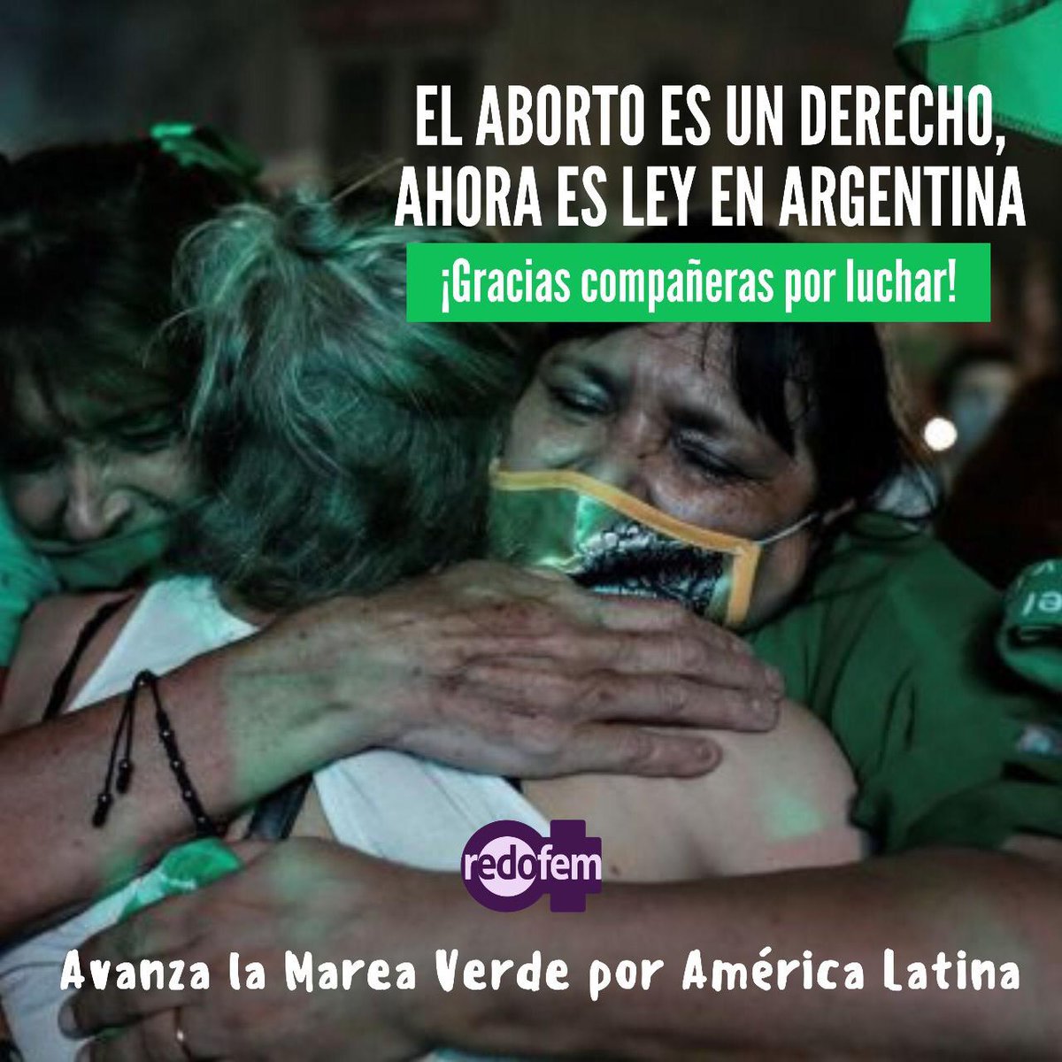 RedofemM's tweet photo. Una forma de educar, es demostrar que luchando podemos alcanzar nuestros derechos. 
Un saludo a las compañeras argentinas, particularmente a las docentes organizadas por esta alegría.
El Aborto #EsLey en Argentina y pronto en toda América Latina 💚 https://t.co/tSKEPnPdgC