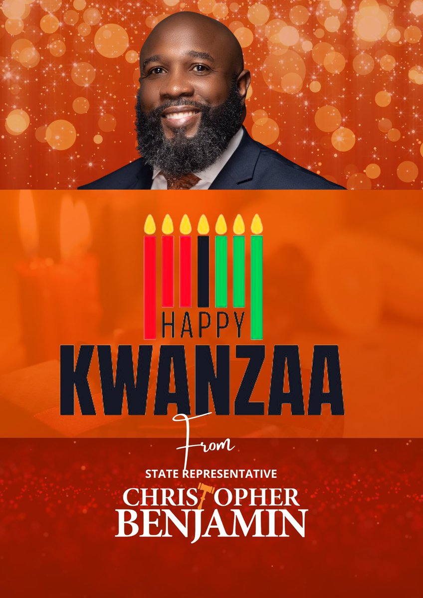 judgecbenjamin's tweet image. NIA!! On the fifth day of Kwanzaa we light the candle representing the principle Nia, or purpose. It encourages us to look within to not only set personal goals, but also to choose goals that benefit our community. #D107 #buildingabettertomorrow #RepBenjamin #yourstaterep