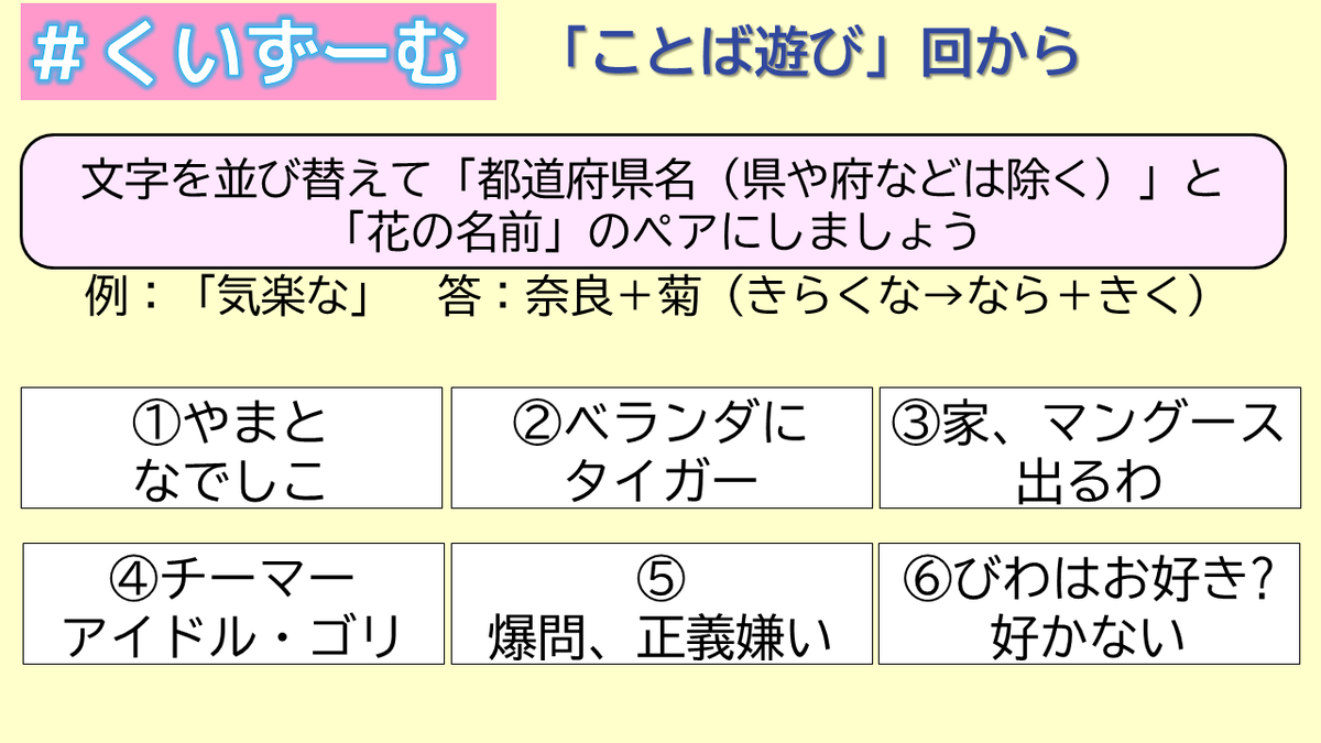 くいずーむ言葉遊び