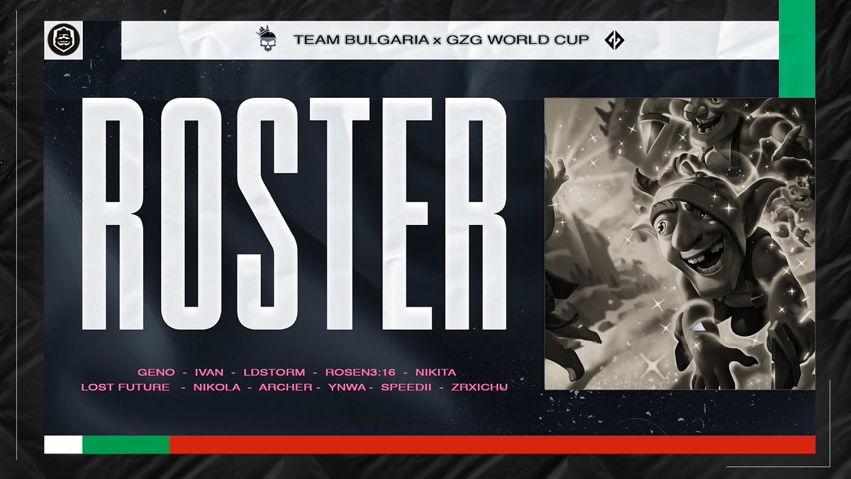 Our official roster for <a href="/GrandZoneGaming/">GrandZoneGaming</a> 
Staff:
👨‍💼 <a href="/IvanCr_Bg/">IvanCr🌪💜</a> 
🗣 <a href="/RobinSpeeDii/">Robin 🇩🇪</a> 
👨‍💻 @Analyst_Florian 
🕵️ @EseninCr 
Our Bulgarian lions: 
🦁 @I_GenoCR (C)
🦁 @YNWABGCR 
🦁 @LostFutureBg  
🦁 <a href="/Rosen316CR/">Rosen3:16</a> 
🦁 @archer2bg 
🦁 <a href="/ld_storm/">LDStorm</a> 
🦁 <a href="/CrNikola11/">nikola</a>
Special thanks to <a href="/TheOnlyABR/">ABR</a>