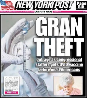 JaniceDean's tweet image. This is exactly right. Congressional staffers cut the line in front of our most vulnerable. Shame. On. Them. @nypost