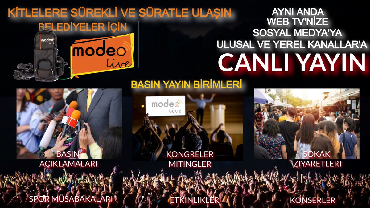 Modeo_Live's tweet photo. Profesyonel kalitede canlı yayınlarla halka ulaşın! En kolay ve etkili şekilde teknoloji kullanarak yanlarında olun! #ModeoLive #CanlıYayın #Belediyeler #Teknoloji #YerelMakamlar #Kamu #Medya #TV #HaberAjansı https://t.co/Qb6ZBID5RR