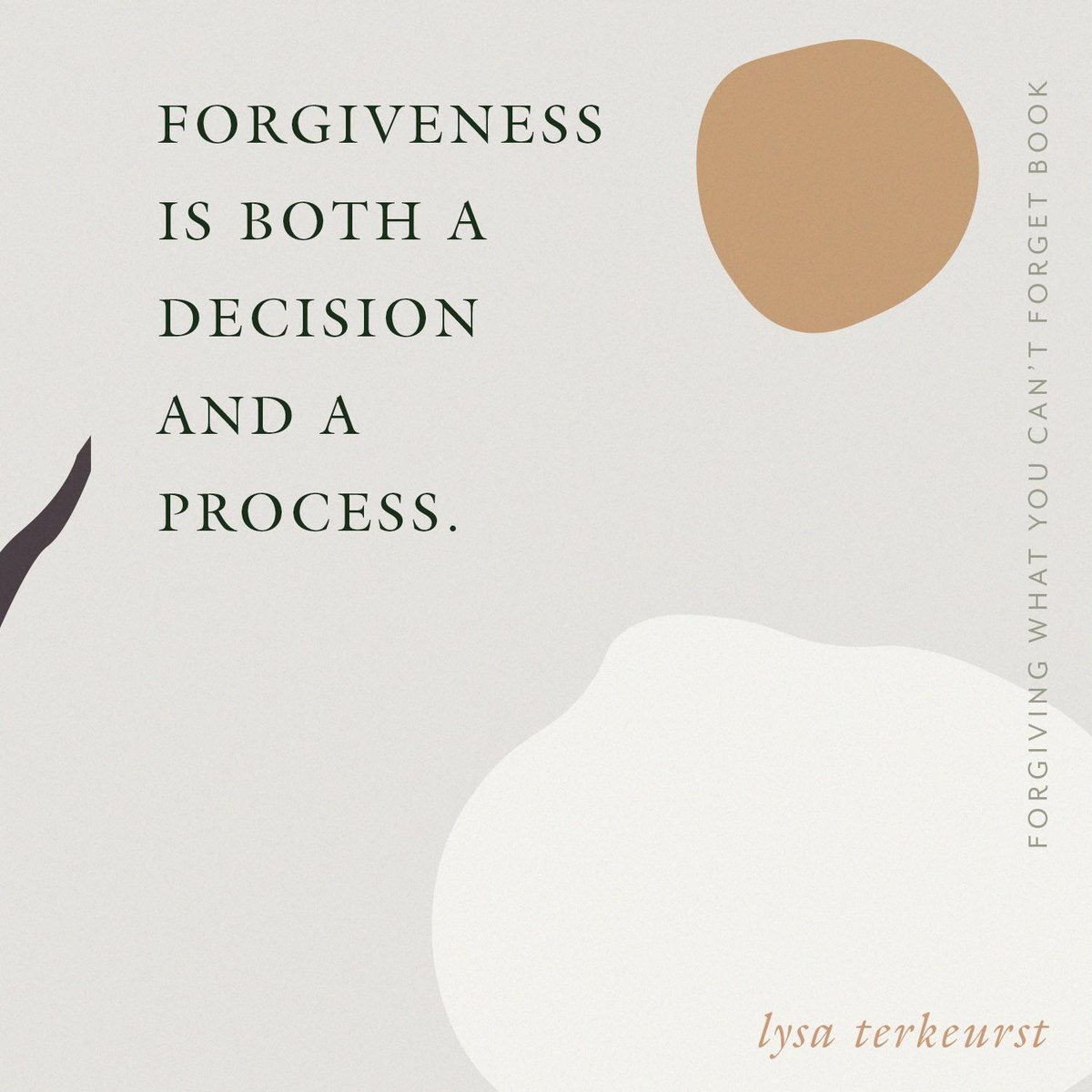 LysaTerKeurst's tweet photo. Forgiveness is both a decision and a process, and healing is a long journey, sweet friend.
 
When you get triggered, it does not mean your decision to forgive was fake. It just means there’s more to be done.
 
#ForgivingWhatYouCantForget https://t.co/g85RaIAi7B
