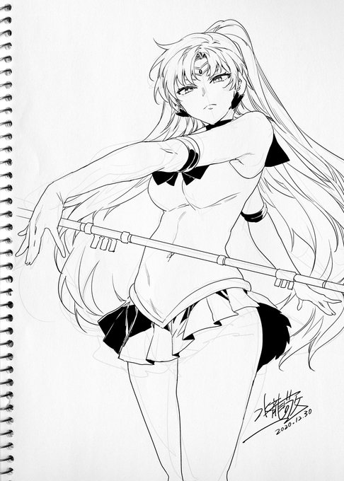 真面目に描いちゃいましたけど、期待されてた方向性とは違うのかもしれない…… >セーラームーンのセーラープルート 