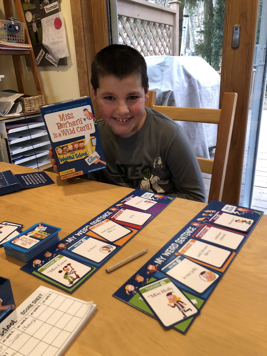 Sam loves his new game ‘Miss Bernard is a Wild Card’!  It is well created, creative and silly!  Well done, @DanGutmanBooks !  <a href="/PrincipalKane/">Bill Kane</a>