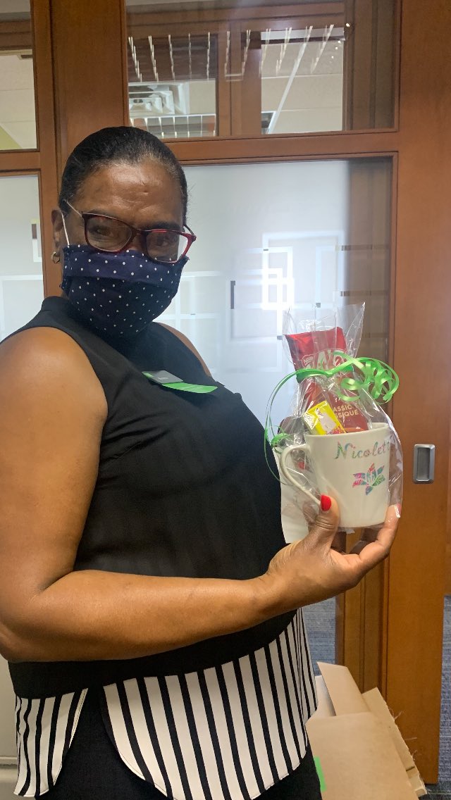 Look who else showed up at Kelsey Drive!!! We are so happy to have you. And I can honestly say that I’ve never seen anyone as excited about a mug with her name on it!!! <a href="/nicjenduke/">Nicole Duke (she/her)</a> <a href="/nicmorris0/">Nicolette Mahabier-Morris</a> <a href="/Nke_TD/">Nke</a> <a href="/MuirChris_TD/">Chris Muir</a> <a href="/AndyDixon_TD/">Andy Dixon</a>