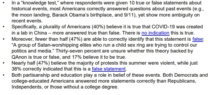7/ The study also found that there are "signs that misinformation, most prominently around COVID-19,QAnon, and recent Black Lives Matter protests, is becoming more mainstream. "