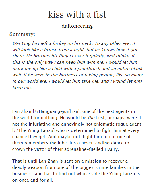 daltoneering's tweet photo. it's mini bang posting time! ✨ kiss with a fist

🕵️ 23k, rated E
🕵️ secret agents au
🕵️ rivals to lovers/enemies with benefits/mutual pining/angst with a happy ending
🕵️ basically a james bond movie au

part of the #MXTXMiniBang with stunning art by @/bees_awesome! (links below) https://t.co/OcSpsXs12R
