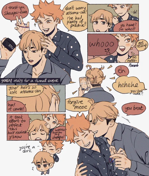 atsumu lets hinata mess with his hair as an ultimate sign of love #atsuhina 