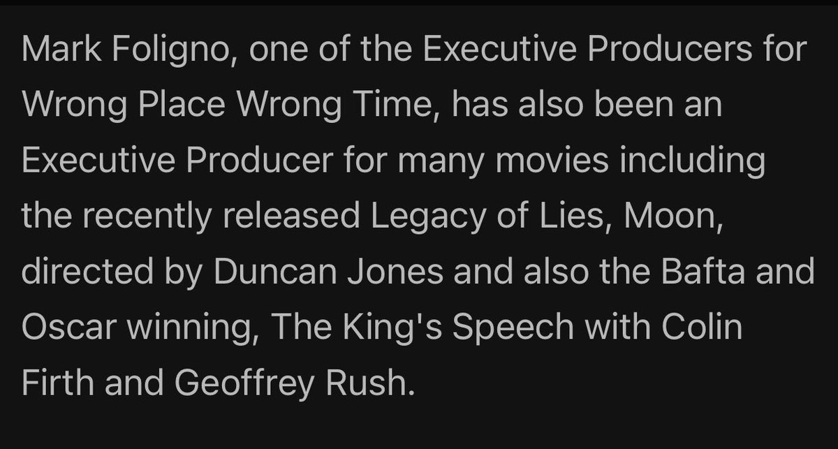 davepperlmutter's tweet photo. βοΈ #MarkFoligno - #ExecutiveProducer for #TrueStory #WrongPlaceWrongTime with @goldenmileprods @N0_Reservations also #Producer for @LiesLegacy with @TheScottAdkins @marcorobinson7, @BAFTA winning #TheKingsSpeech & #Moon directed by @ManMadeMoon #bookboost #IARTG #mybookagents βοΈ https://t.co/7YoDvK2spa