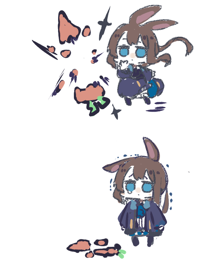 amiya (arknights) 1girl animal ears rabbit ears brown hair solo blue eyes thought bubble  illustration images