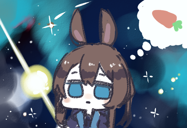 amiya (arknights) 1girl animal ears rabbit ears brown hair solo blue eyes thought bubble  illustration images
