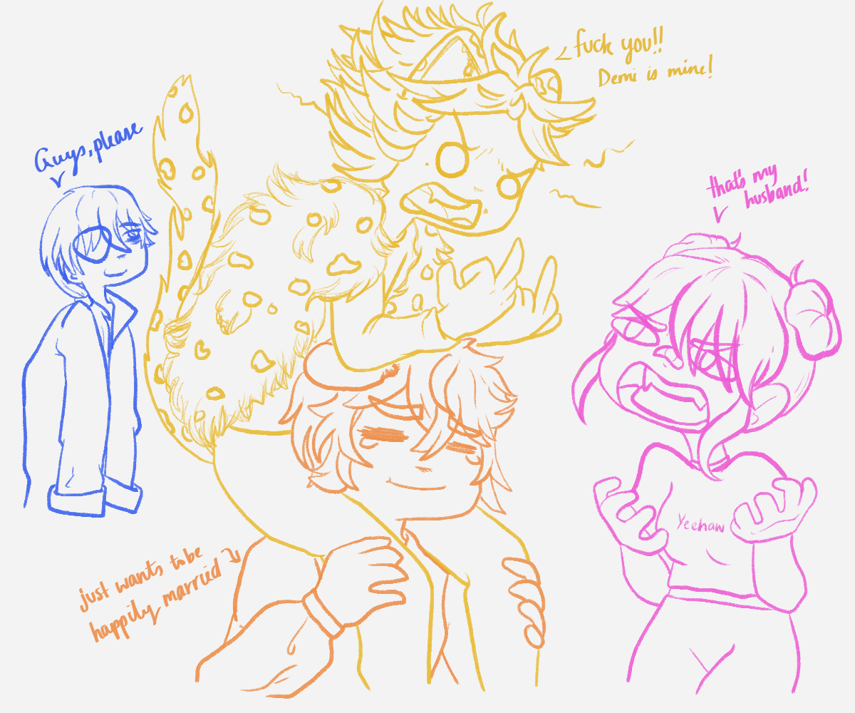 CaptainMinnow's tweet photo. The little....uh episode earlier sure was something lmao
@tigerdeity @Eden_Everglow @ShiguguguKun 
#ShigArt #Everlusions #demiドローイング https://t.co/CwyE6acITS