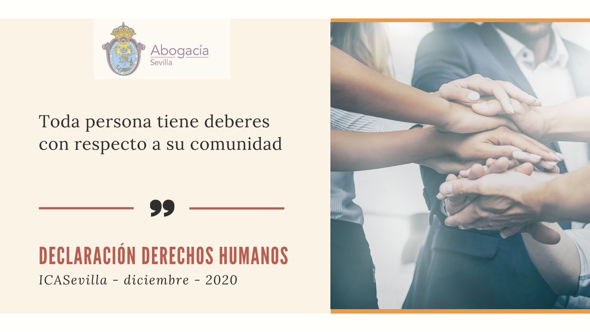 ICASEVILLA's tweet photo. En diciembre conmemoramos el mes de los #DerechosHumanos #ComisiónDerechosHumanos #ICASevilla #DeclaraciónDerechosHumanos 
Artículo 30: Nada de esta carta podrá  usarse para suprimir 
 cualquiera de los derechos https://t.co/BVwHFrzKc3
