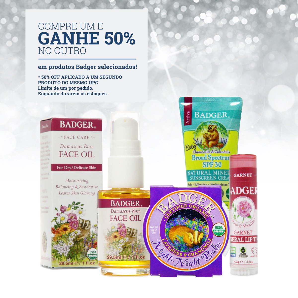 evitaminsBrasil's tweet photo. 🎉Compre 1 e Ganhe 50% OFF no outro 🎉- Produtos selecionados da marca Badger.

Quer mais desconto? Use o cupom NEW2021 na hora de fazer o checkout e ganhe 20% OFF no item mais caro do carrinho. 

*Válido para compras acima de $50.00 USD.
Acesse nosso site https://t.co/Y1DRbGX7Xx https://t.co/xjL9bQNlnW