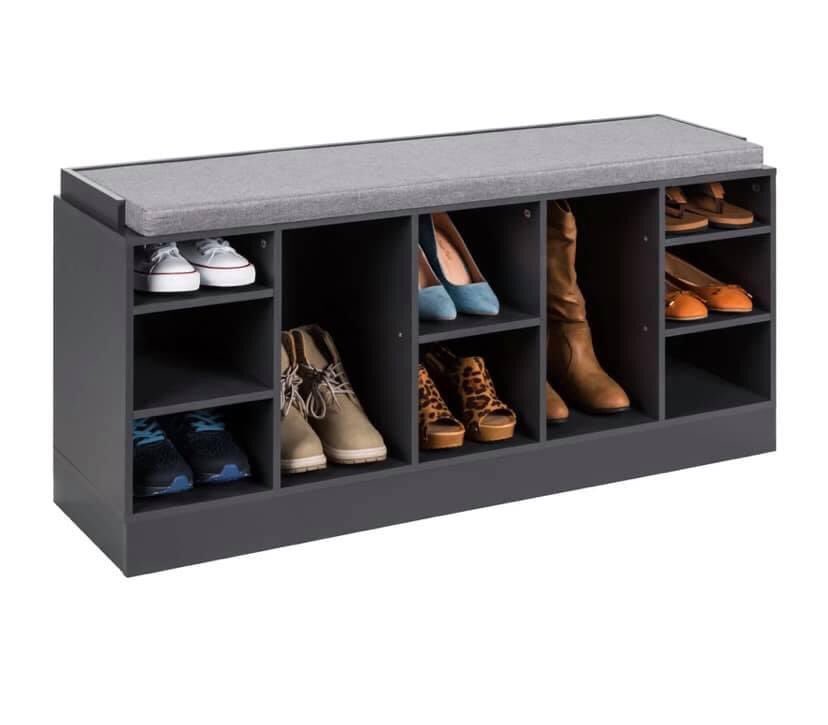 Shoe Storage Rack Bench w/ Padded Seat, 10 Cubbies is regularly $140 and on sale for $99 with free shipping 

Ad Link: shopstyle.it/l/bqhcO