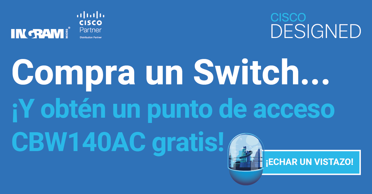 IngramMicroES's tweet photo. 🗣️Amplía tu red con esta gran oferta. ¡Simplemente compra un Switch de Cisco Business y recibe punto de acceso gratuito!
¡Descubre más en #IMflyHigher hoy mismo! 👉https://t.co/388CnL20OD
#DCC2021 https://t.co/BIyhakbOGb