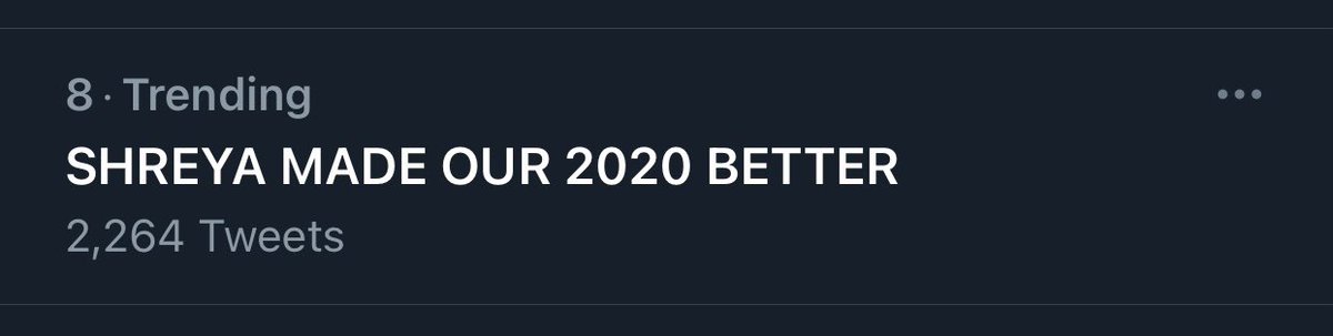 shreyaghoshal's tweet photo. OMG! You guys!! 😭😭 Just got notified this is trending

SHREYA MADE OUR 2020 BETTER

😭♥️🤗 

You made my 2020 better! With your unending affection care love ♥️ I do what I can do best, spread some joy though my music, but in return I get so much more than what I deserve🤗 https://t.co/789sExxaSy