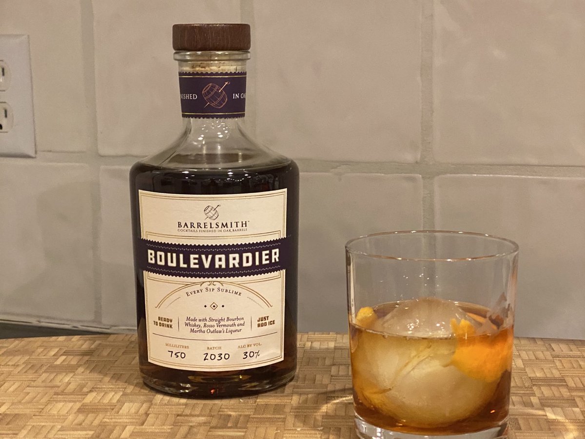 Barrelsmith2's tweet photo. Try a #barrelsmith #boulevardier.  Ready to pour over ice (or not!) and enjoy.  Add a twist or a #luxardo cherry if you like.  #everysipsublime https://t.co/BEiodABAex