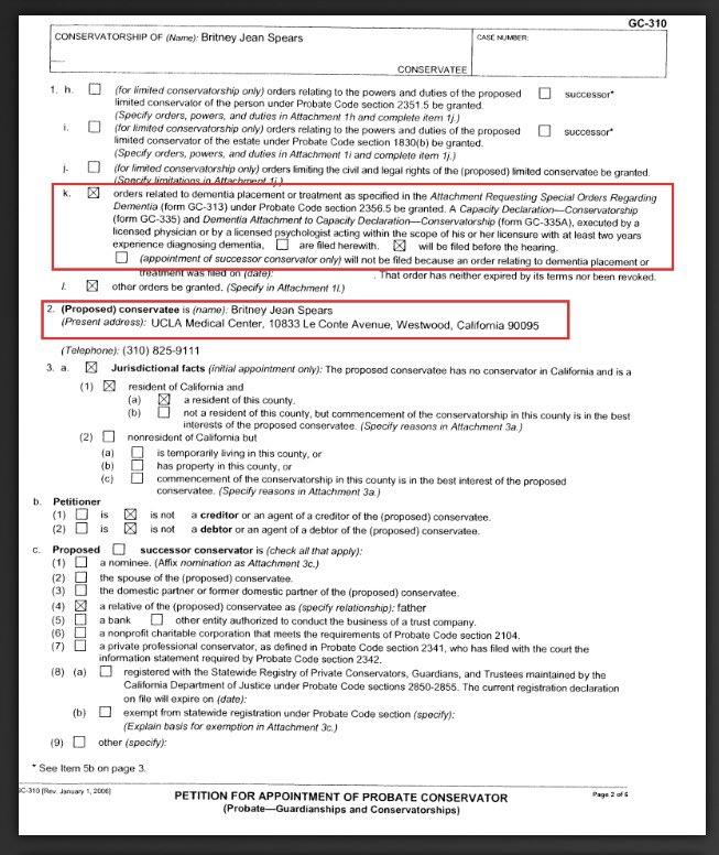 On January 31, 2008--Britney was placed in [pre-planned/set up] 72 hour involuntary hold (5150) at UCLA despite willingly admitting herself. The same day, her father filed for a "temporary" conservatorship over Britney, due to claims of "dementia."