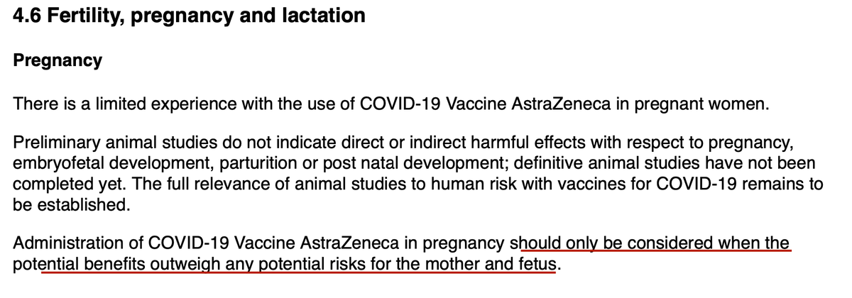 4. The AZ-Ox vaccine wasn't approved for people under 18 yrs — no data. There are also no real data on the vaccine's safety in pregnant or lactating people. But MHRA does not advise against vaccination of pregnant people; suggests it could be used when benefits outweigh risks.
