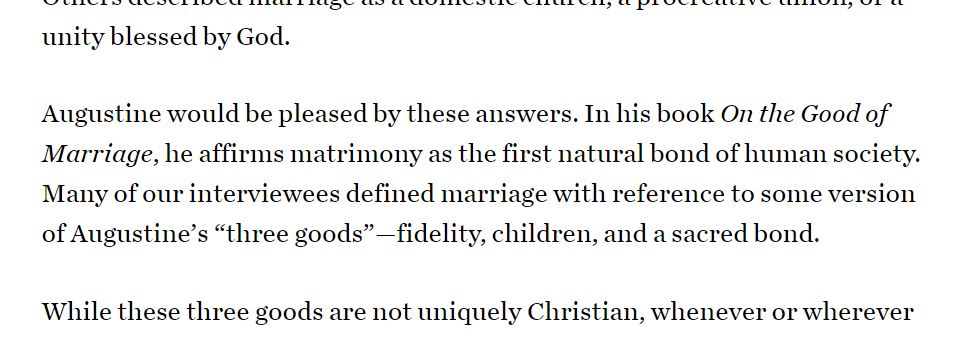 This comes from an article by  @CTmagazine in which the author argues that the Church needs to 'save' marriage as it declines both inside and outside the Church. But we need to place this in Augustine's historical context and the context of his wider writings. (2/9)