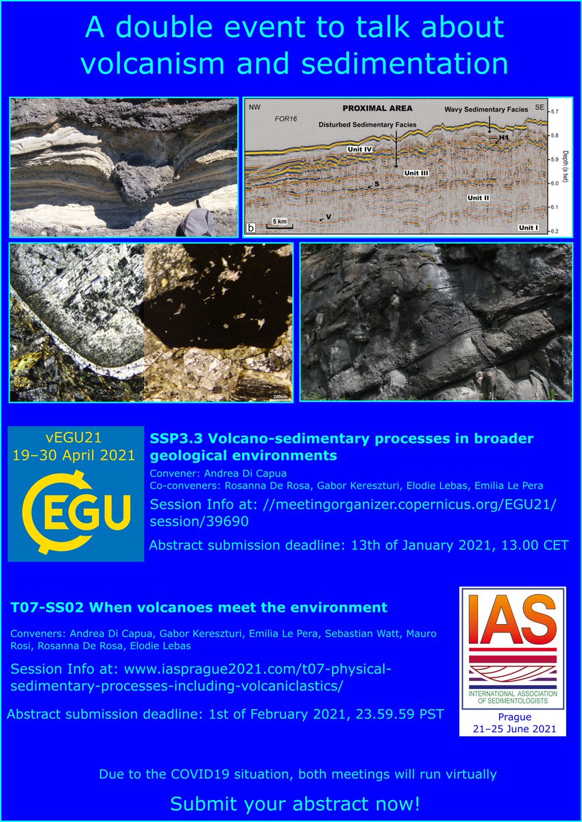 elodie_lebas's tweet photo. Want to share your newest study about volcanism and sedimentary systems? We are waiting for you at the #vEGU21 (https://t.co/i4zuvVmSCR) and #IAS2021 (https://t.co/CMBE0rbeks) meetings! Submit your abstract and save the date! #volcanism, #sedimentation, #volcaniclastic, #IAVCEI https://t.co/c6T24p37Aj