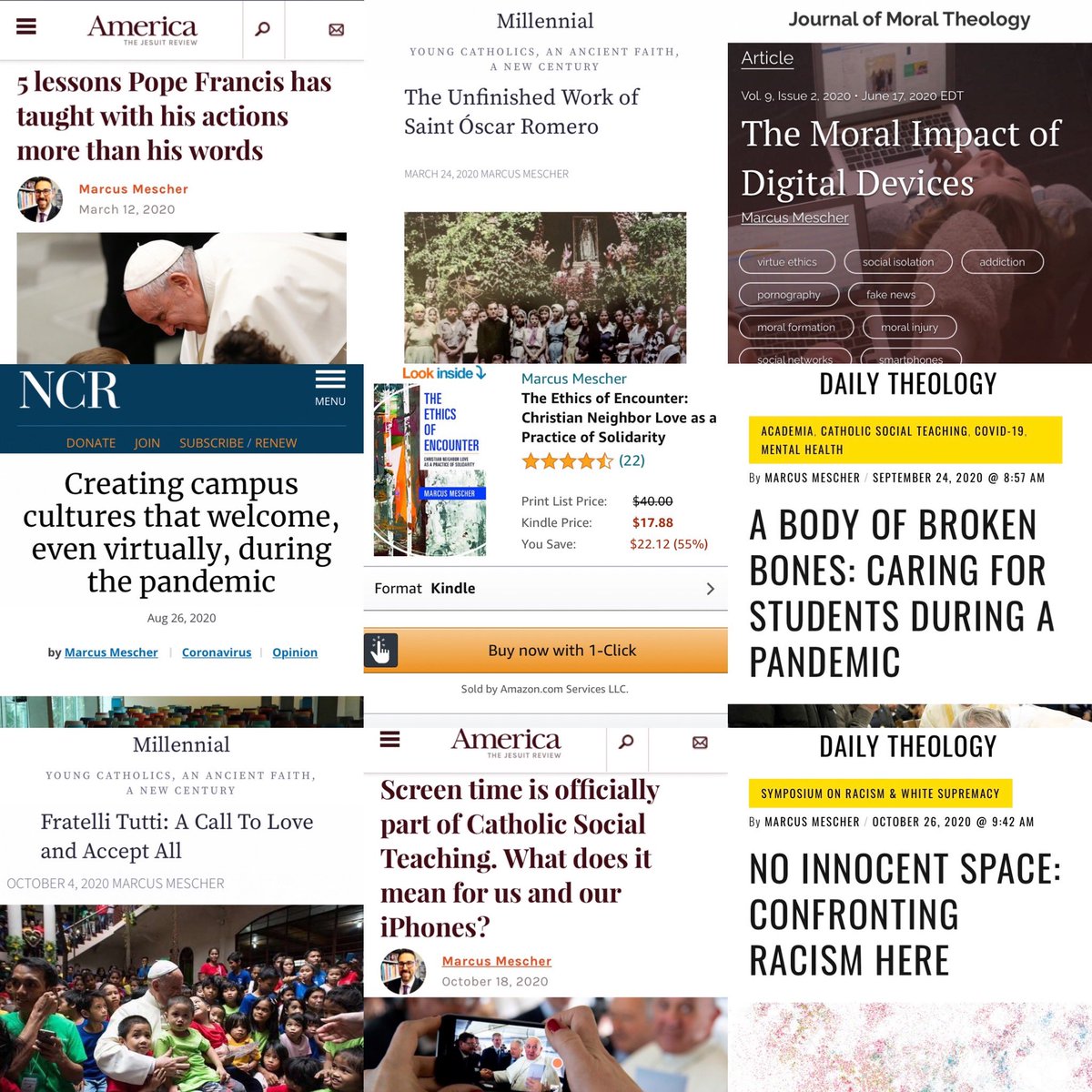 marcusmescher's tweet photo. 2020 showed us how toxic individualism can be for our bodies, minds, and souls—personally &amp; collectively. We love God by loving our neighbors. My #topnine are thanks to opportunities to address #solidarity for @OrbisBooks, @americamag, @NCRonline, @MillennialJourn, &amp; @DailyTheo. https://t.co/HUWK0FdxUd