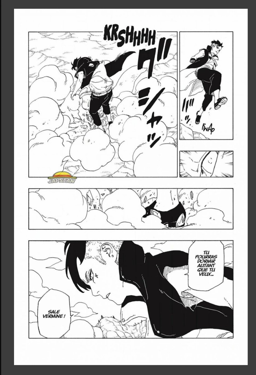 Je pense que Isshiki a gravé son kama juste avant de mourir, à la page 37 du chapitre 53, il ya une case avec le byakugan de Isshiki. Pour moi les speed lines montrent qu'il ya eu une action faîtes par Isshiki à ce moment la.