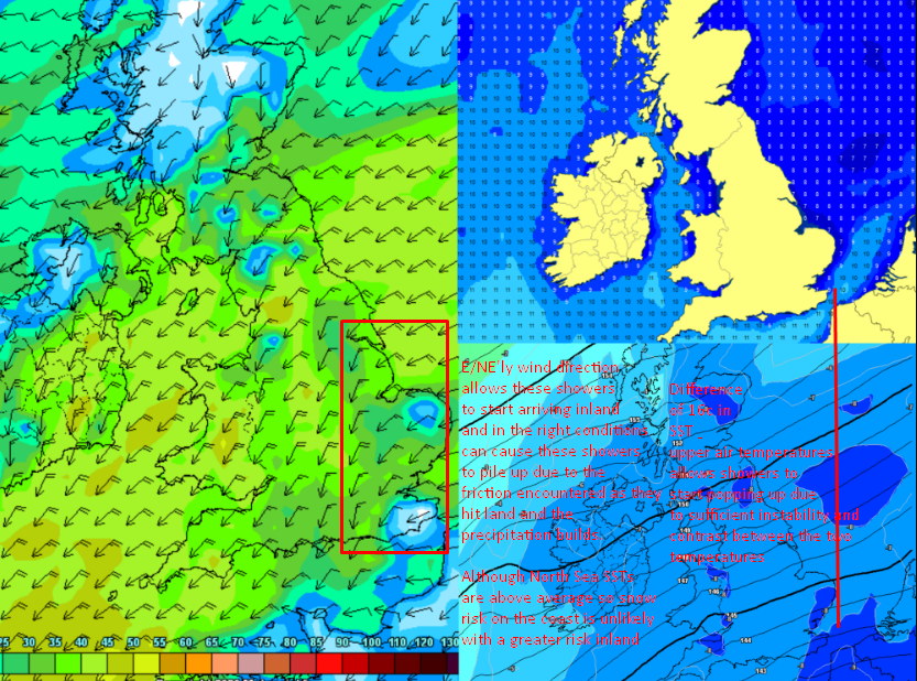 MetJam_'s tweet photo. Wintry showers do look to be the theme over the next week for especially those in Kent/Essex with E/NE'ly winds off the sea causing showers to pop up. Small chance for a 'streamer' to set up in Kent but they are bloody difficult to do so I'd expect only the showers!

#ukweather https://t.co/umOCnyRbps